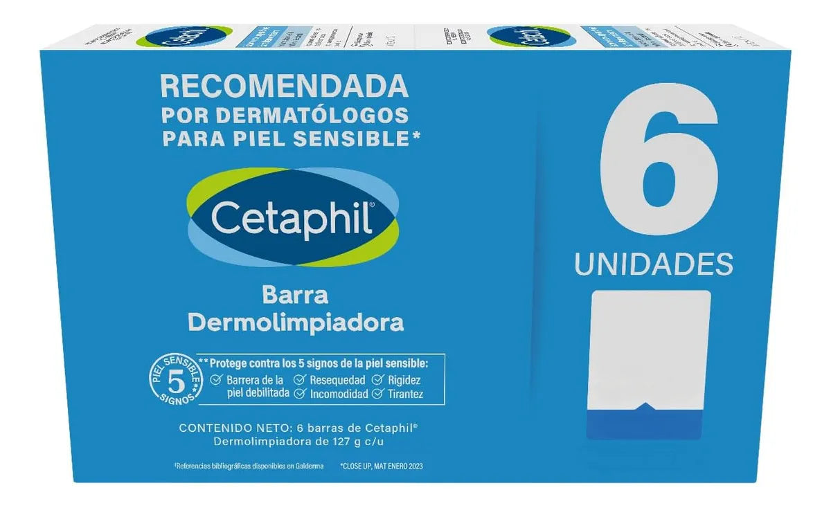 Jabon Corporal En Barra, Cetaphil, 6 Pzs De 127g C/u