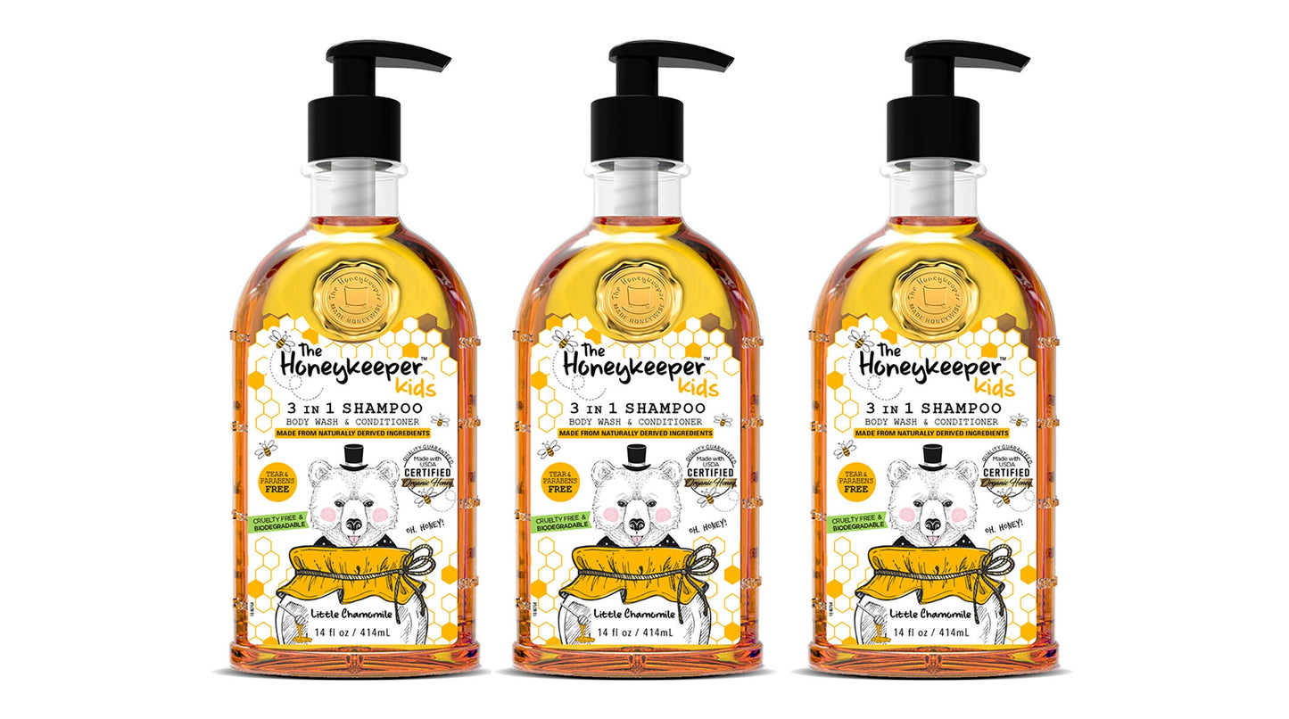 Shampoo y Acondicionador de Miel HoneyKeeper 3 en 1 para Niños