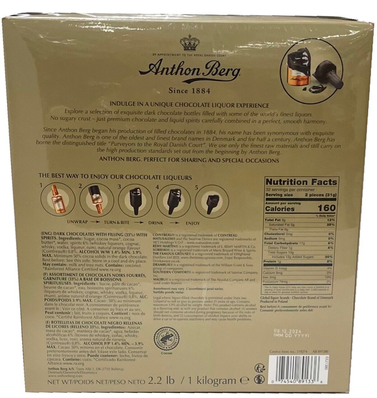 Chocolates Amargos Rellenos De Licor Anthon Berg 64 Piezas