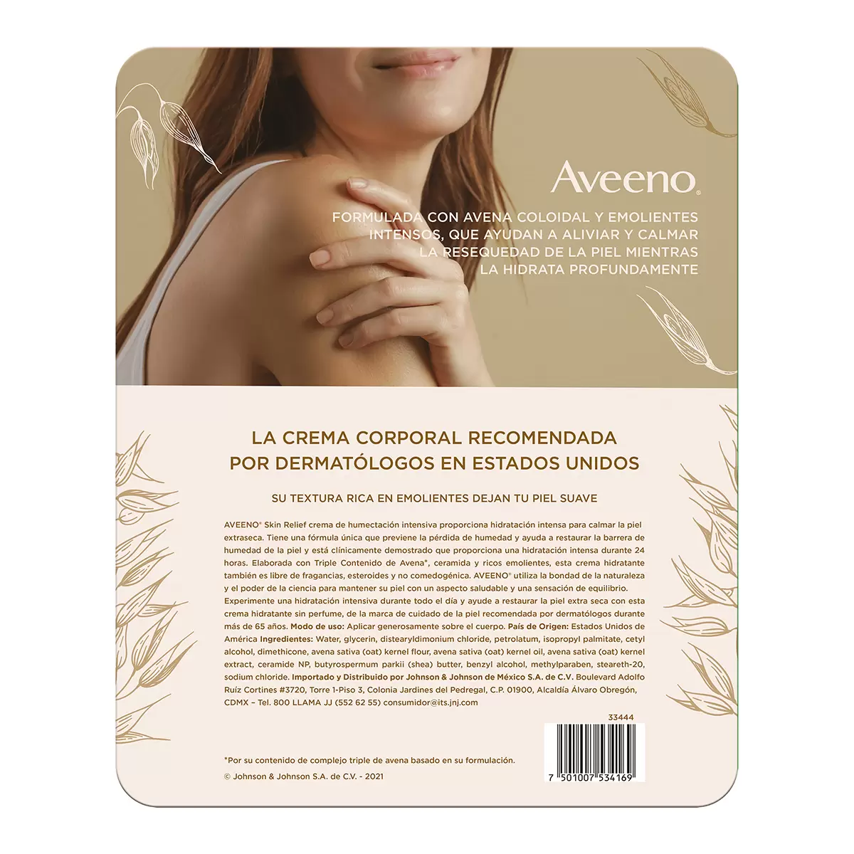 Crema Corporal De Humectacion Intensiva Avena Reparador