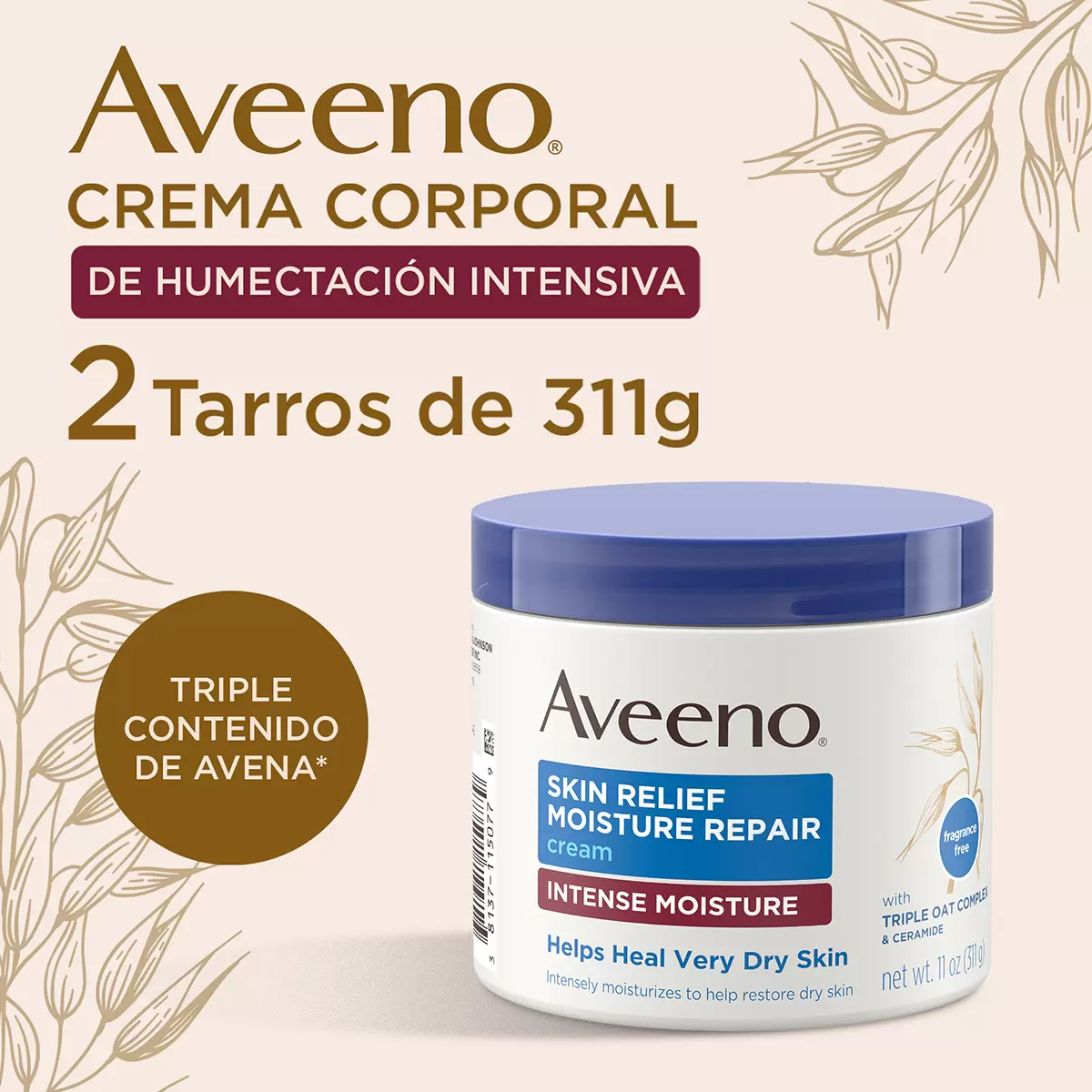 Crema Corporal De Humectacion Intensiva Avena Reparador