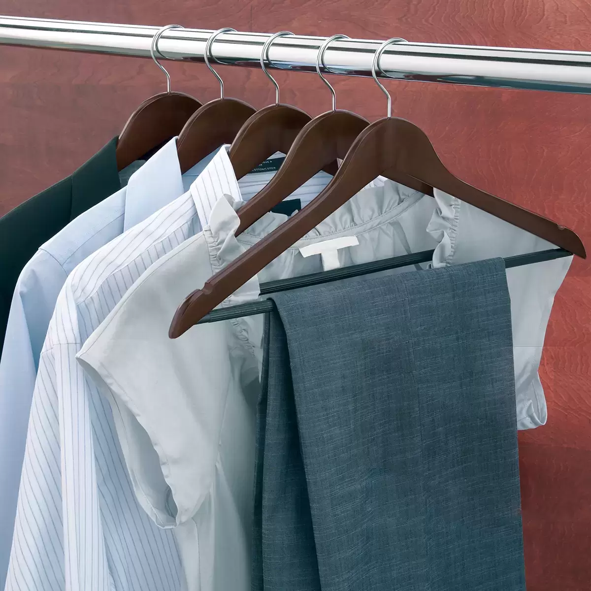 40 Ganchos De Madera Finos Para Ropa Pantalon Perchero Ranurado