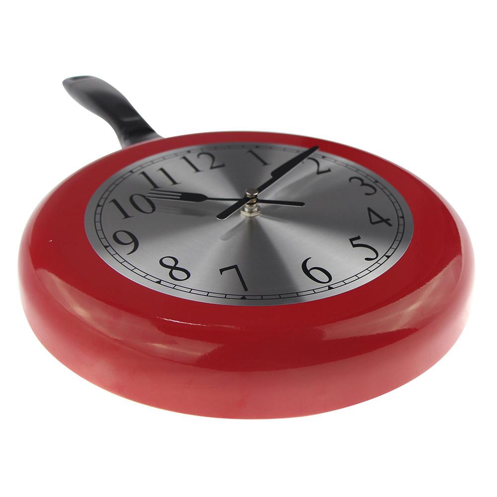 Reloj Decorativo Pared Forma Sarten Rojo Para Cocina