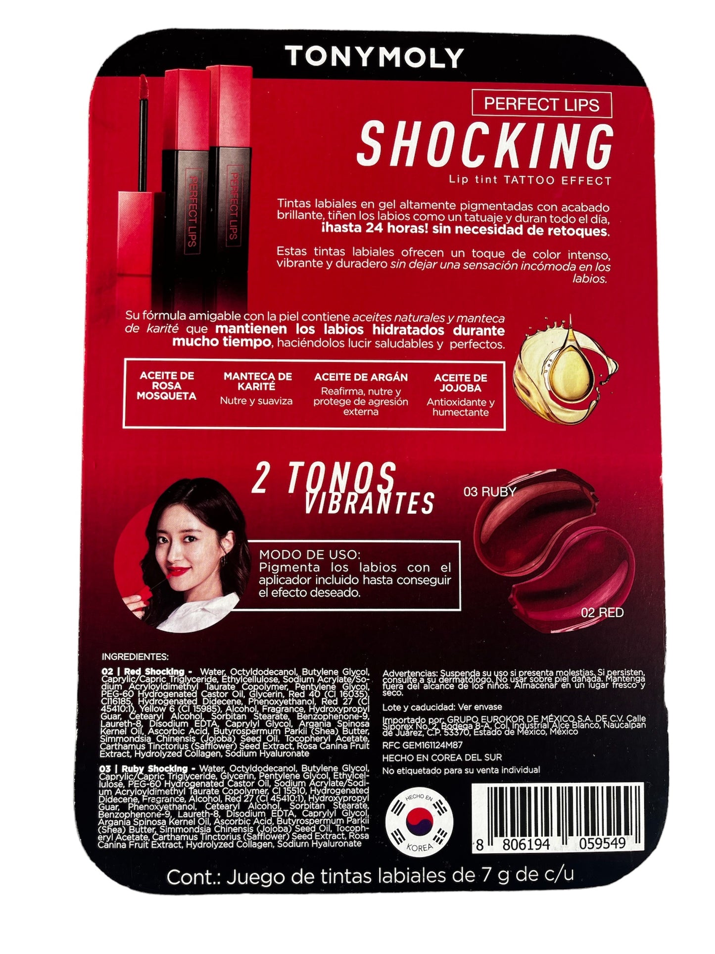 Tinta para Labios Aceites Naturales Pigmento Efecto Tatuaje