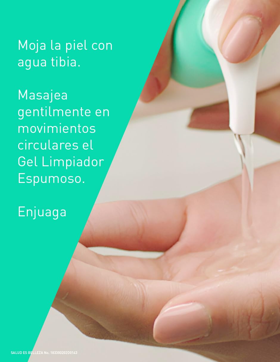 CeraVe Gel Limpiador Espumoso Facial para Piel Mixta a Grasa con Ceramidas Esenciales, Niacinamida y Ácido Hialurónico, 473 ml, 1 Unidad