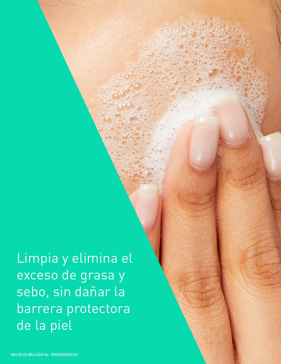 CeraVe Gel Limpiador Espumoso Facial para Piel Mixta a Grasa con Ceramidas Esenciales, Niacinamida y Ácido Hialurónico, 473 ml, 1 Unidad