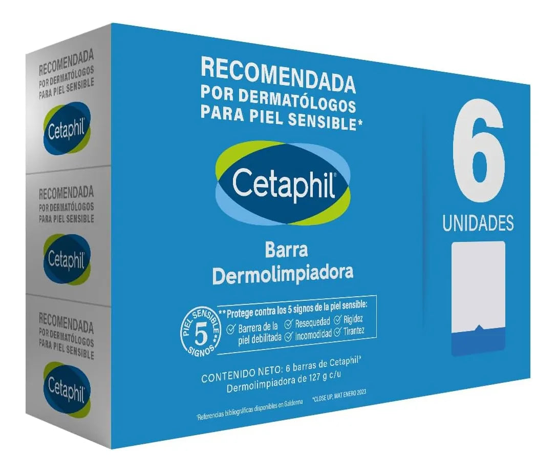 Jabon Corporal En Barra, Cetaphil, 6 Pzs De 127g C/u