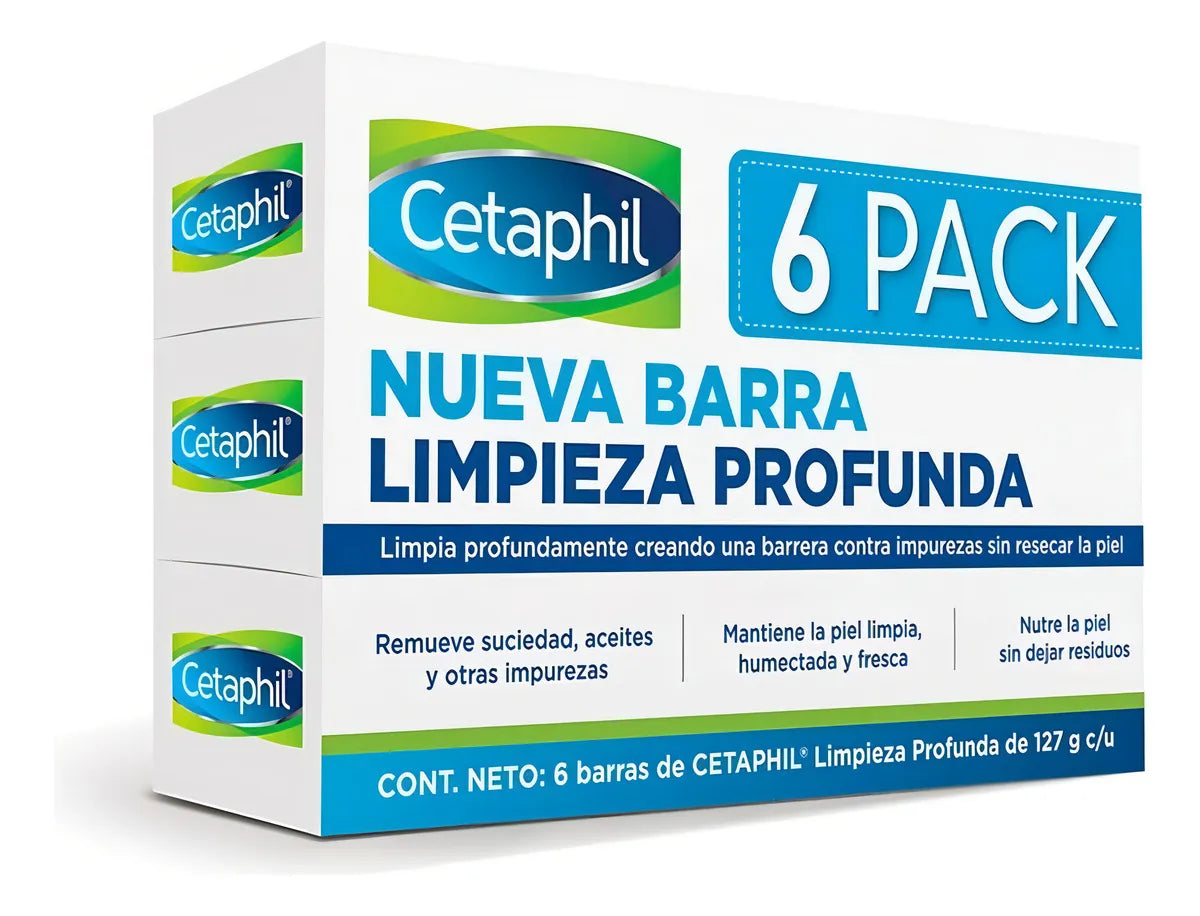 Jabon Corporal En Barra, Cetaphil, 6 Pzs De 127g C/u