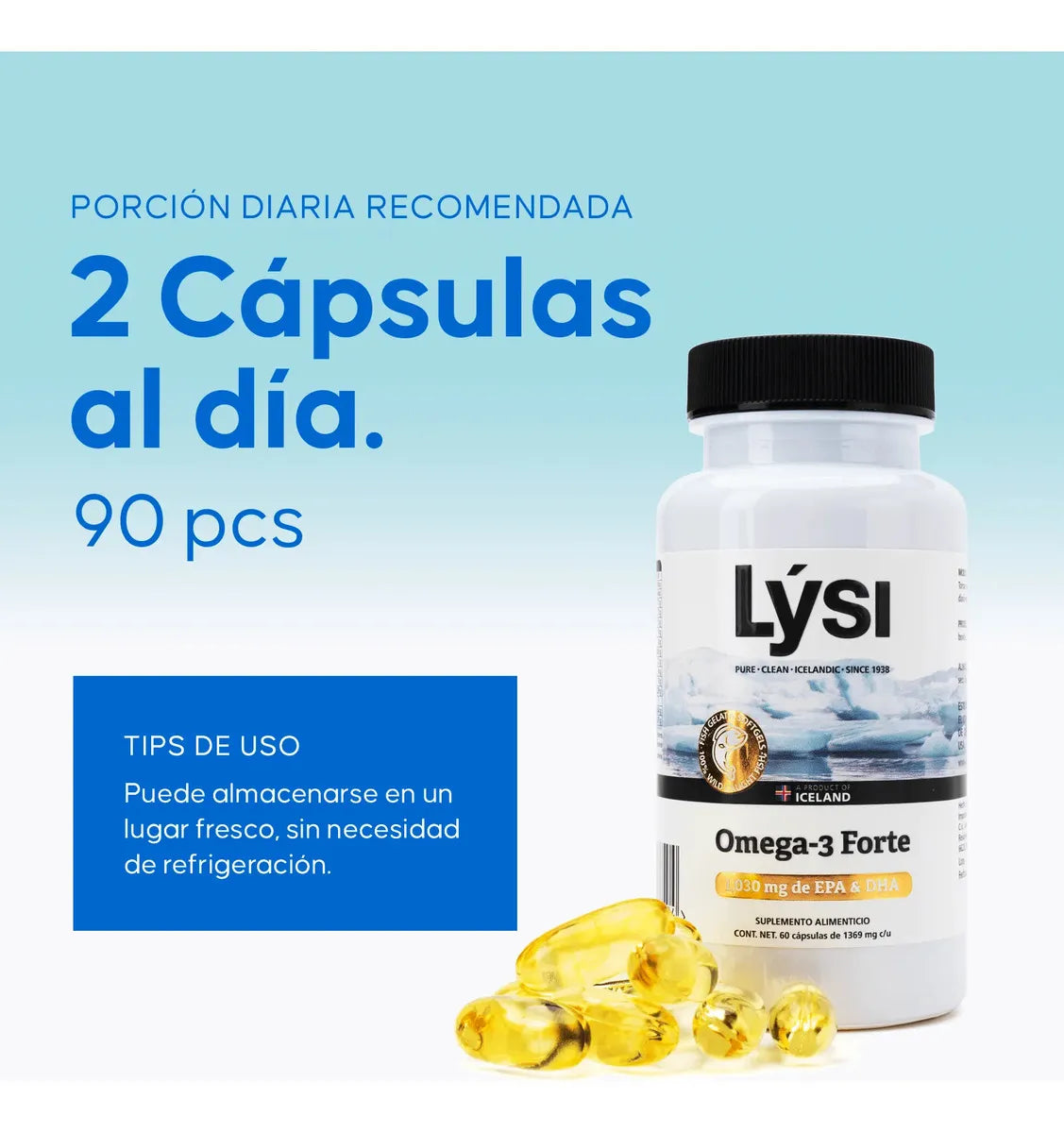 Lysi Omega 3 Forte EPA DHA 1030 mg Cápsulas Aceite Pescado 90 Unidades