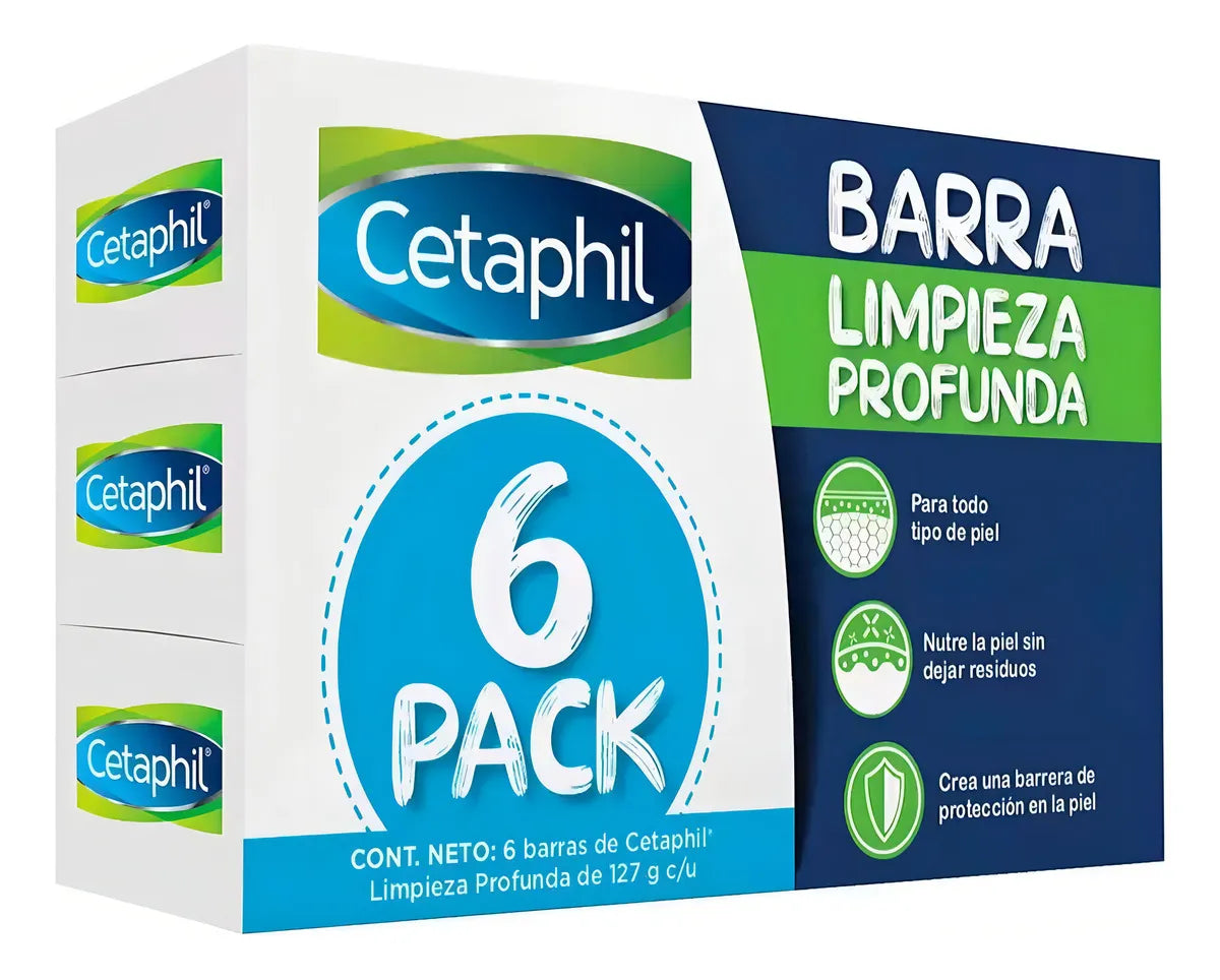 Jabon Corporal En Barra, Cetaphil, 6 Pzs De 127g C/u