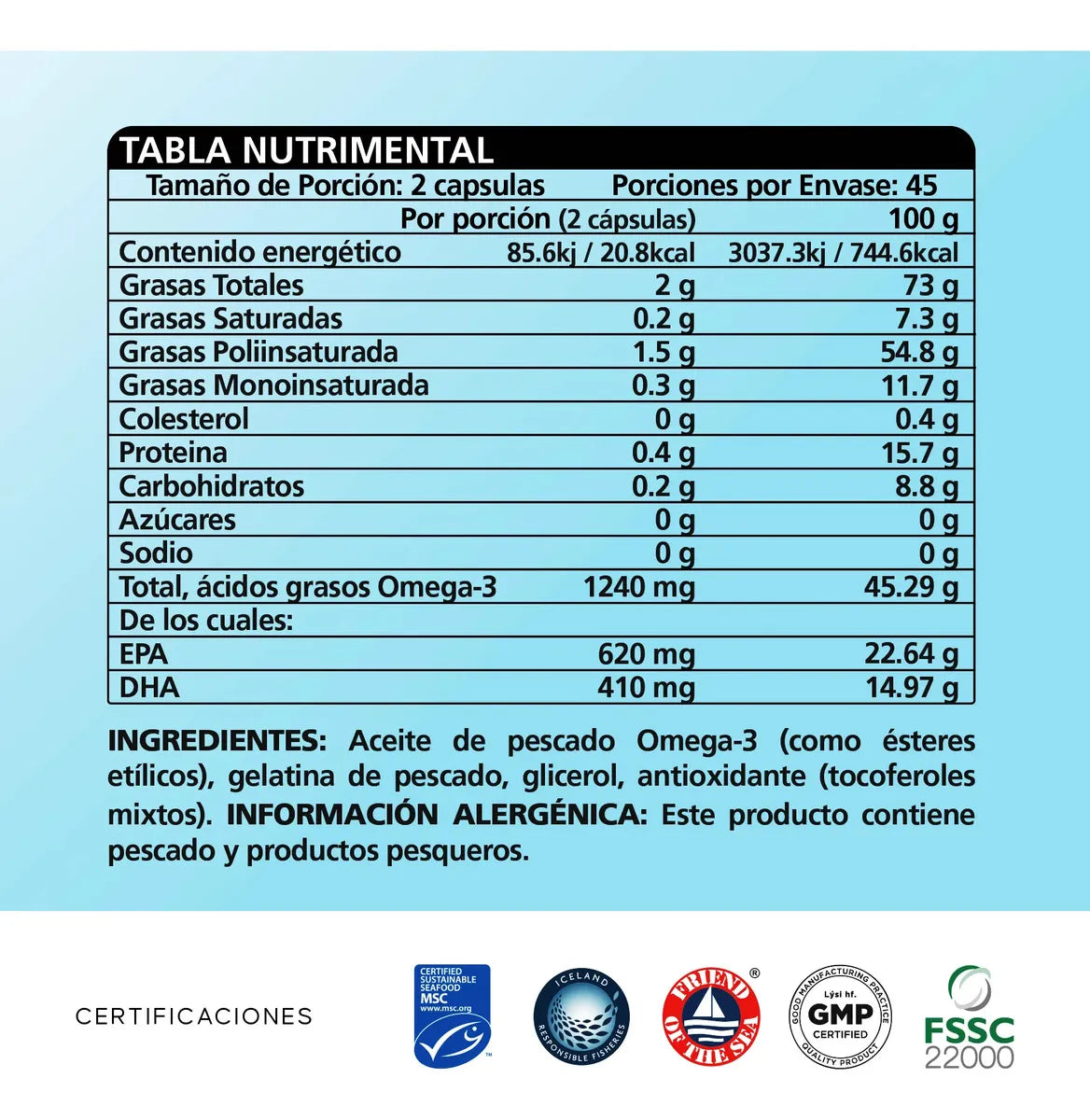 Lysi Omega 3 Forte EPA DHA 1030 mg Cápsulas Aceite Pescado 90 Unidades