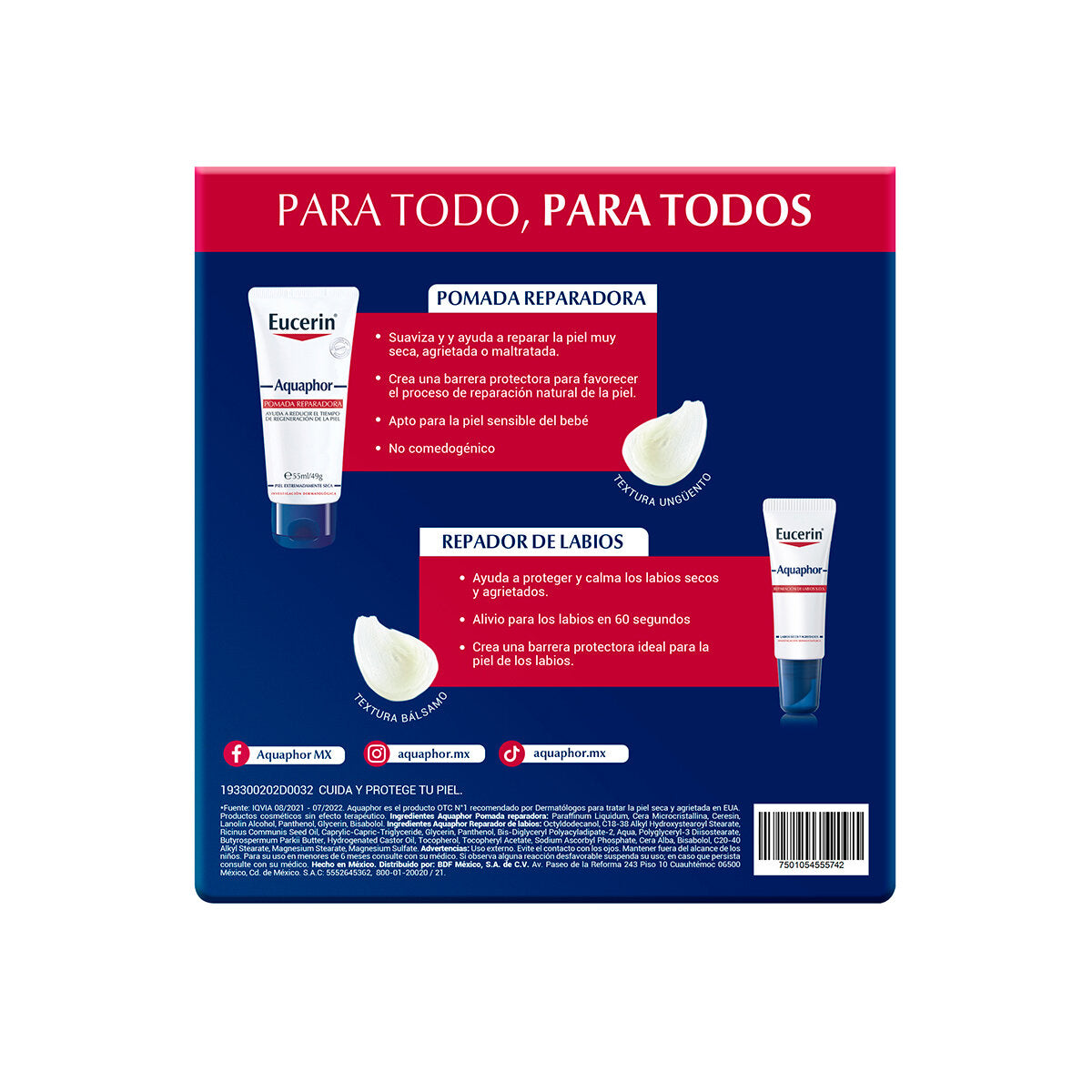 Kit Crema Pomada Reparadora Cuidado Piel Bebe Calma Aquaphor