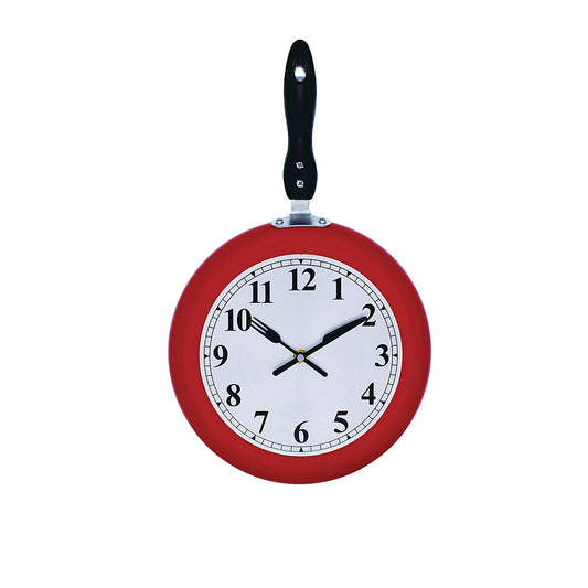 Reloj Decorativo Pared Forma Sarten Rojo Para Cocina